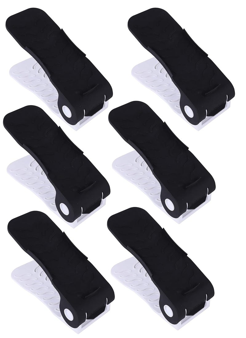 Three Secondz Three Secondz shoe slot organizer shoe organiser space saver shoe rack organiser adjustable Shoe holder Pack of 6 Black  - Image 3