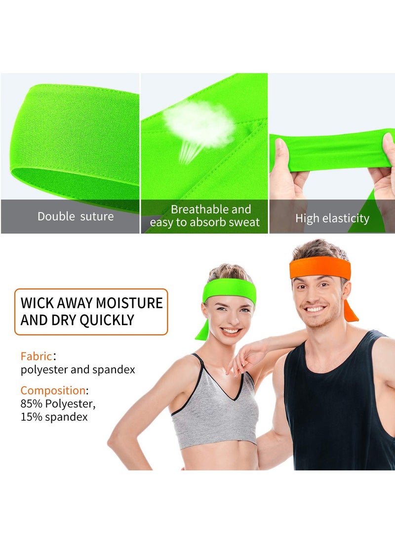 إسكدنيا 12 Pieces Sports Headband Head Tie Tennis Tie Headbands Sweatbands Headbands Wristbands Head Wrap Ideal for Working Out, Tennis, Basketball, Softball, Running Workout - Image 3