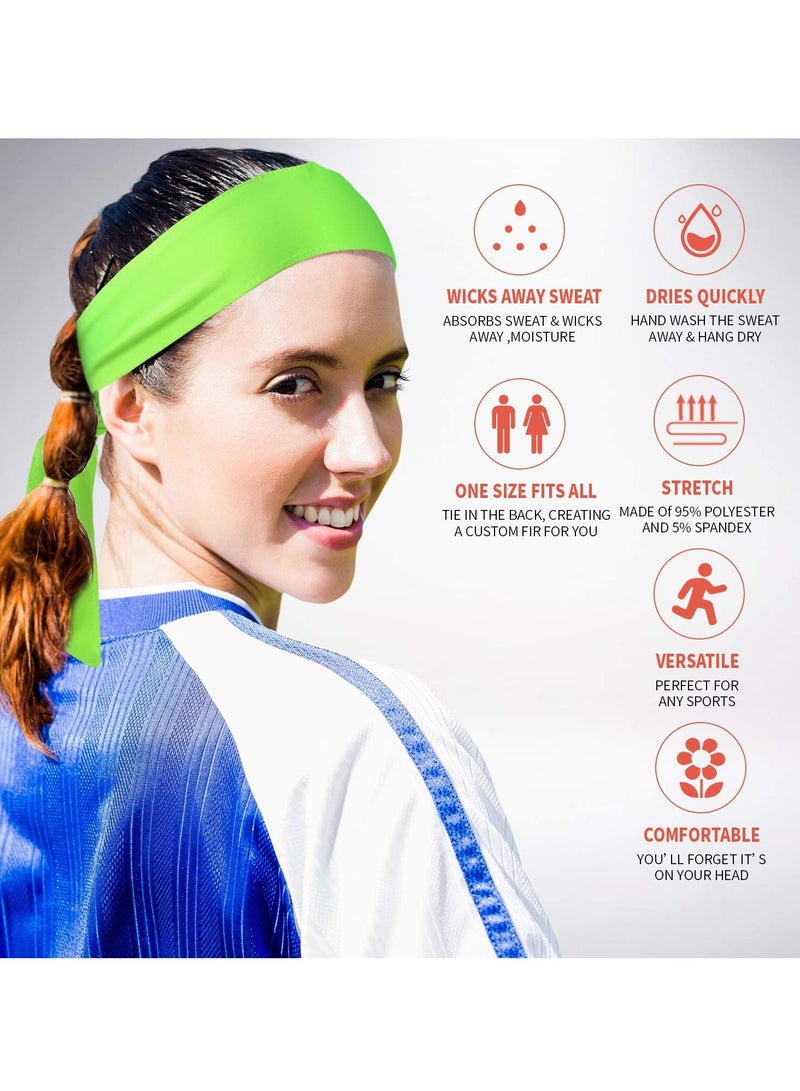 إسكدنيا 12 Pieces Sports Headband Head Tie Tennis Tie Headbands Sweatbands Headbands Wristbands Head Wrap Ideal for Working Out, Tennis, Basketball, Softball, Running Workout - Image 5
