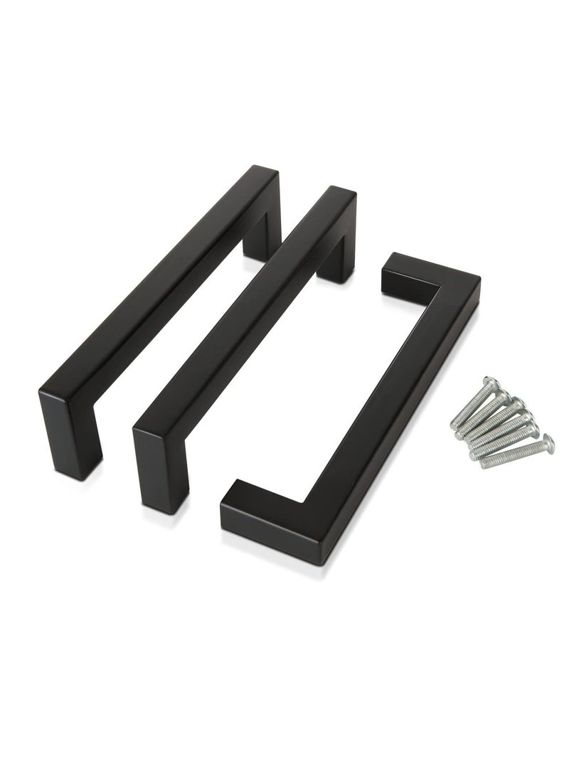 3Pack Black Square Cabinet Pull 5In Drawer Handle Stainless Steel Modern Hardware for Kitchen and Bathroom Cupboard Dresser Pulls  - Image 1