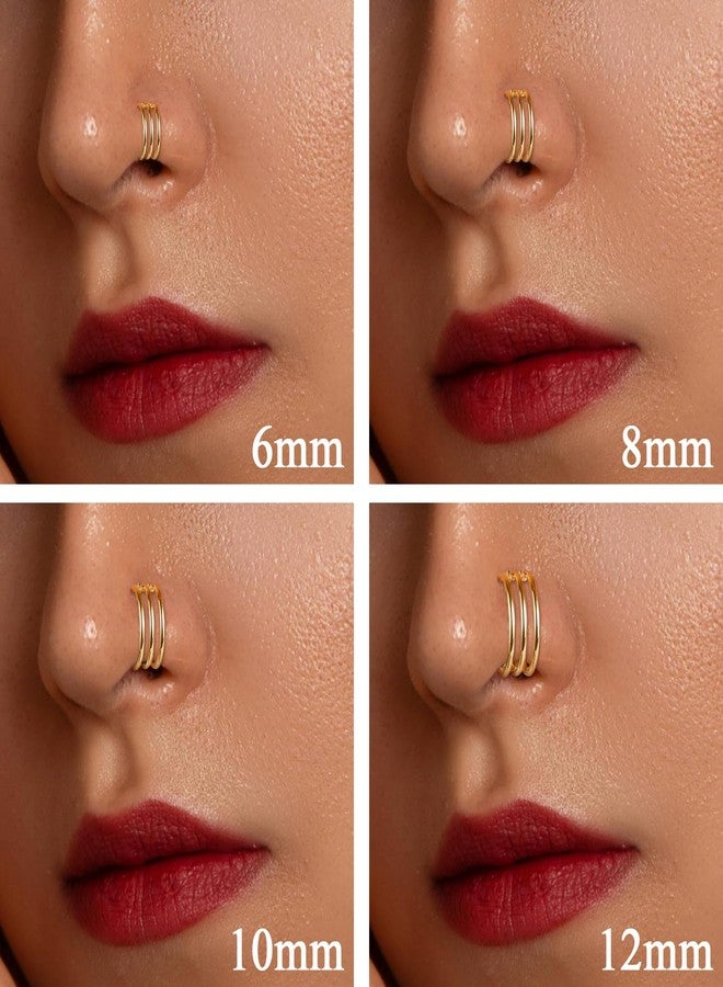 ONESING 18G Helix Hoop Earring Stainless Steel Septum Rings G23 Titanium Cartilage Earring Stacked Nose Rings Hoops Conch Piercing Jewelry for Women Men Gold 6mm - Image 4