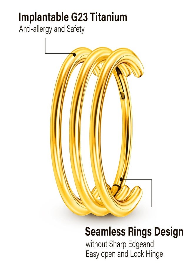 ONESING 18G Helix Hoop Earring Stainless Steel Septum Rings G23 Titanium Cartilage Earring Stacked Nose Rings Hoops Conch Piercing Jewelry for Women Men Gold 6mm - Image 2