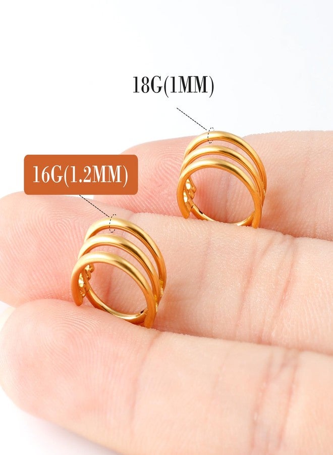 ONESING 18G Helix Hoop Earring Stainless Steel Septum Rings G23 Titanium Cartilage Earring Stacked Nose Rings Hoops Conch Piercing Jewelry for Women Men Gold 6mm - Image 3