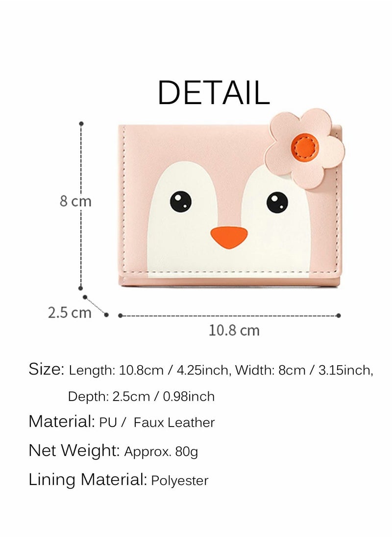 Y&D - Small Wallet, Cartoon Cute Wallet for Girls, Trifold Slim Coin Purse Cash Pocket ID Window, PU Leather - Image 1