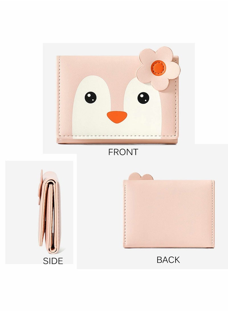 Y&D - Small Wallet, Cartoon Cute Wallet for Girls, Trifold Slim Coin Purse Cash Pocket ID Window, PU Leather - Image 1