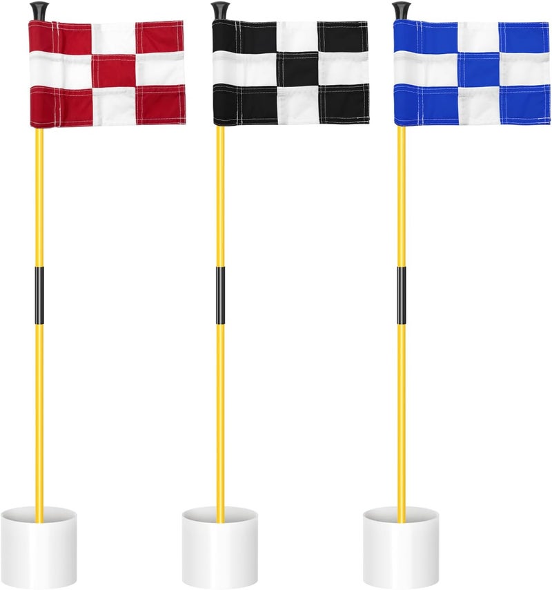 KINGTOP Golf Flagstick Mini, Putting Green Flag for Yard, All 3 Feet, Double-Sided Numbered Golf Flags, Golf Pin Flag Hole Cup Set, Portable 2-Section Design, Gifts Idea - Image 1