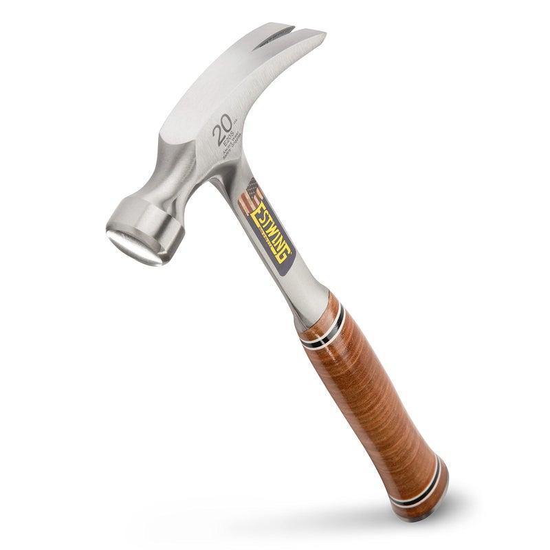 Estwing Hammer - 20 oz Straight Rip Claw with Smooth Face & Genuine Leather Grip - E20S - Image 1