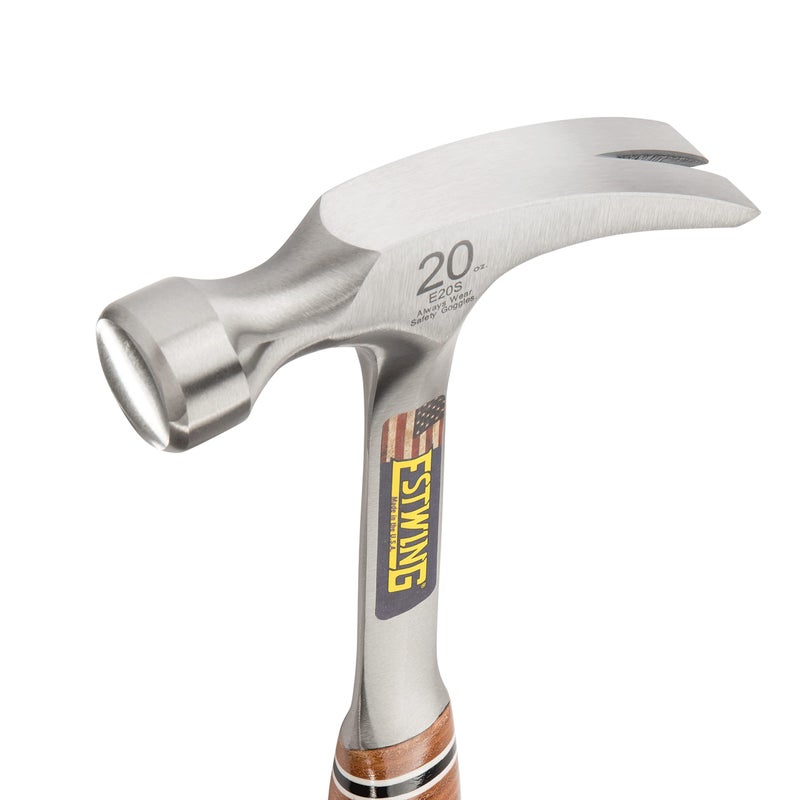 Estwing Hammer - 20 oz Straight Rip Claw with Smooth Face & Genuine Leather Grip - E20S - Image 3