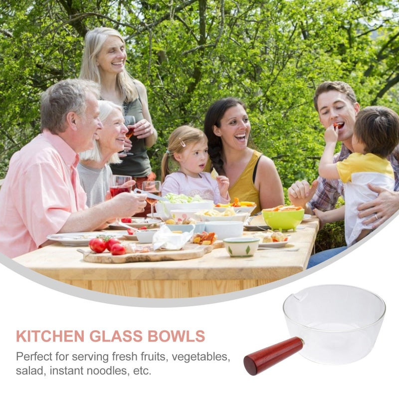 Heat Resistant Glass Instant Noodle Bowl 600ml With Wood Handle Microwave Safe - Image 5