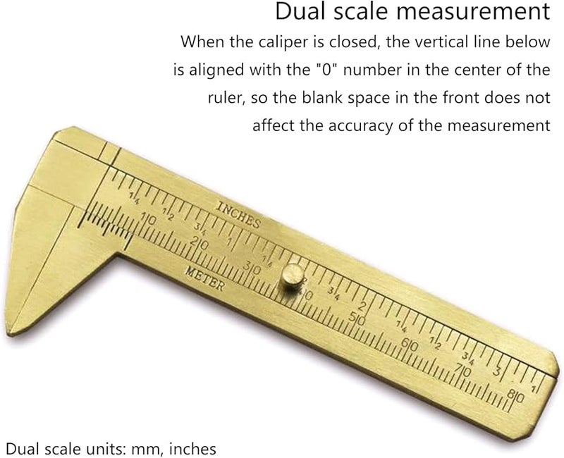 مسطرة جيب منزلقة من النحاس بمقياس مزدوج بالبوصة 80 مم أداة قياس - Image 3