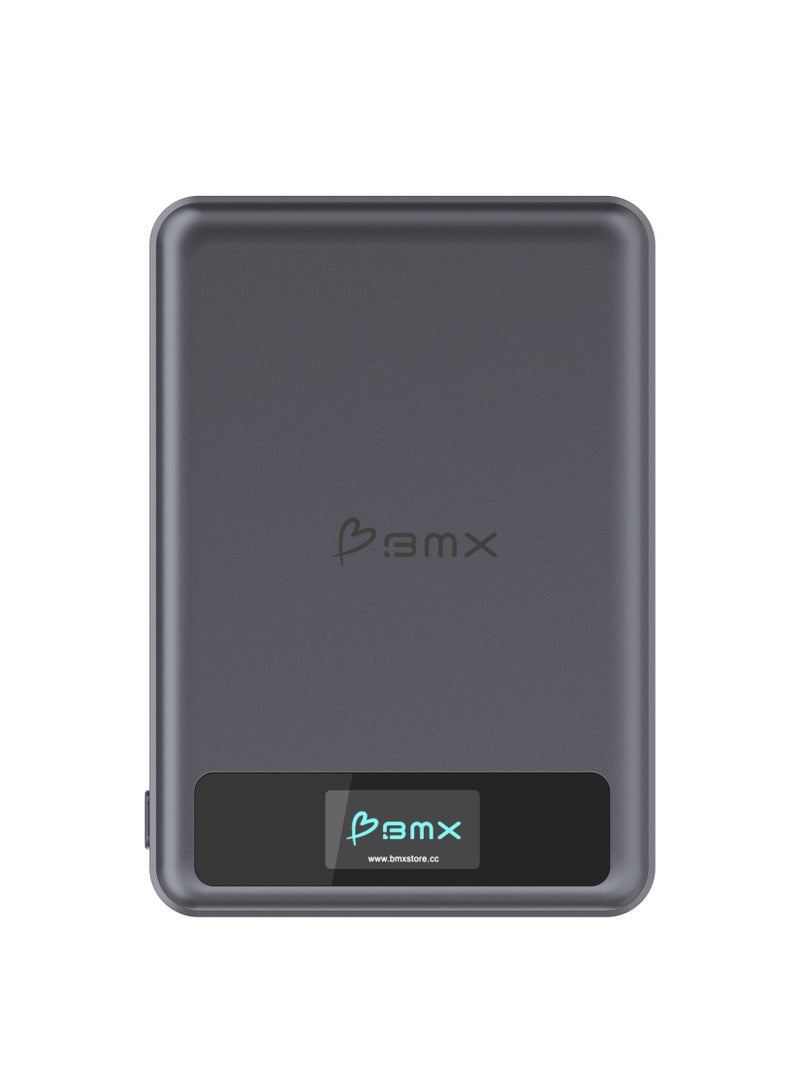 BMX SolidSafe™ 10K Magnetic Power Bank | Solid State Technology, Safe and Efficient, TSA Flight Approved, 15W/30W Wireless/Wired, Dual USB-C Fast Charging, Info Display - Blue - Image 1
