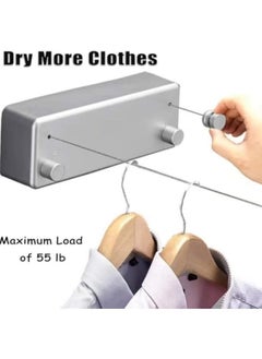 XiuWoo Retractable Clothesline , Indoor Outdoor Wall Mounted Clothes Dryer Rope Clothing Retracting Adjustable Stainless Steel Line, 13.8 Feet, Double line, Silver  - Image 3