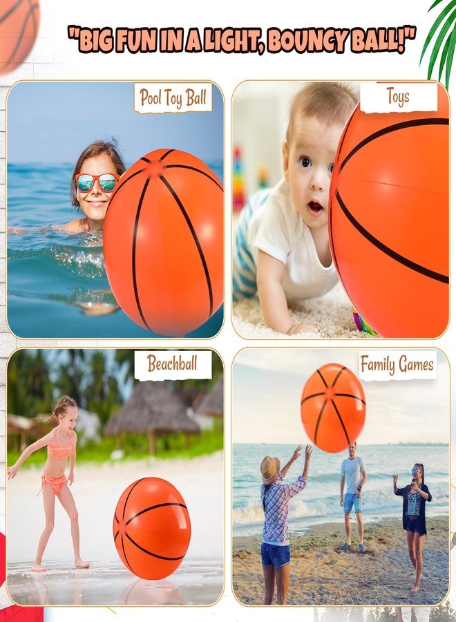 Vertintong 2 Pack 20 Inch Inflatable Basketball, Large Basketball Beach Ball for Pool, Bouncing Sports Ball for Summer Beach Game Birthday Party Decorations - Image 5