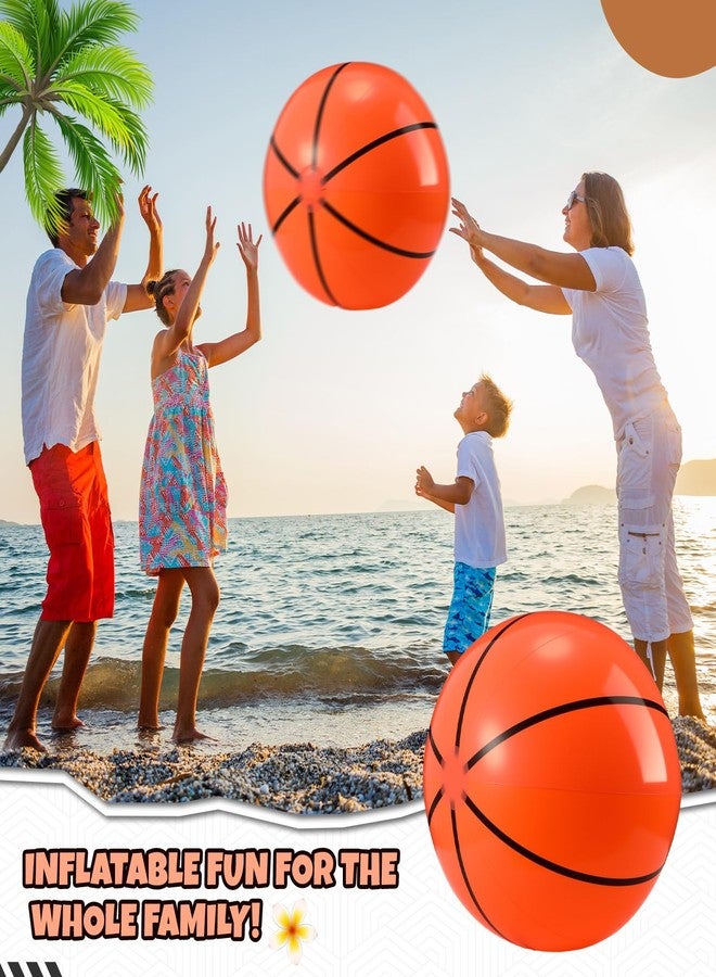 Vertintong 2 Pack 20 Inch Inflatable Basketball, Large Basketball Beach Ball for Pool, Bouncing Sports Ball for Summer Beach Game Birthday Party Decorations - Image 4