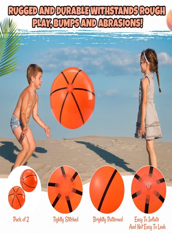Vertintong 2 Pack 20 Inch Inflatable Basketball, Large Basketball Beach Ball for Pool, Bouncing Sports Ball for Summer Beach Game Birthday Party Decorations - Image 3