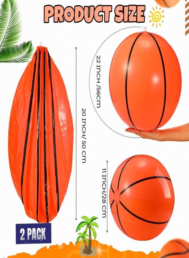Vertintong 2 Pack 20 Inch Inflatable Basketball, Large Basketball Beach Ball for Pool, Bouncing Sports Ball for Summer Beach Game Birthday Party Decorations - Image 2