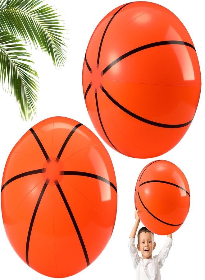 Vertintong 2 Pack 20 Inch Inflatable Basketball, Large Basketball Beach Ball for Pool, Bouncing Sports Ball for Summer Beach Game Birthday Party Decorations - Image 1