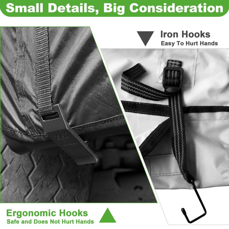 10L0L 4 Passenger Golf Cart Enclosure, Storage Cover (Short Roof 56" with Bench) for Club Car DS, Windproof Waterproof Portable 4-Sided Clear Window & Roll-up Zipper Door (Black/Transparent) - Image 4