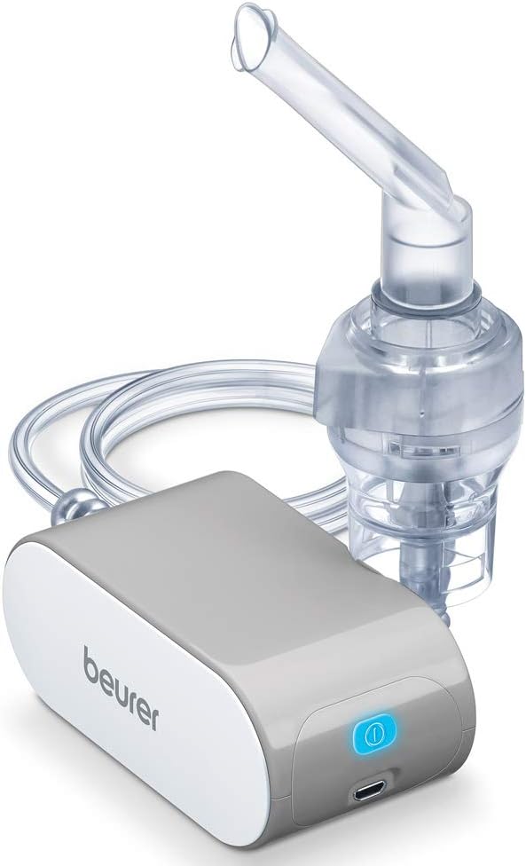 Beurer IH58UK Compact Nebuliser for colds Asthma and Respiratory Problems Quiet Inhaler Using Compressed Air Technology Nebuliser Machine for Adults and Children with Practical Storage Bag Grey - Image 1