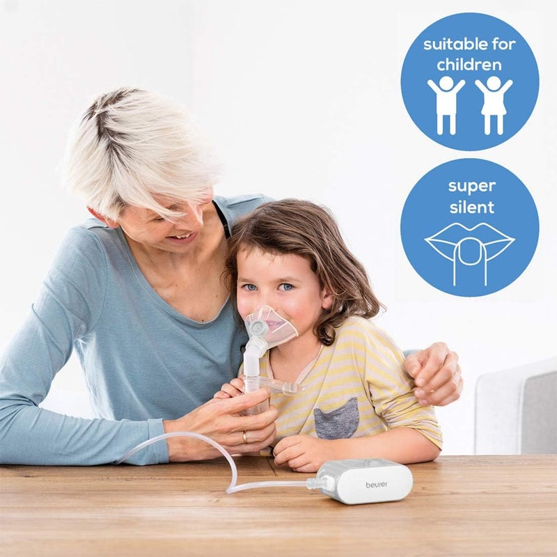 Beurer IH58UK Compact Nebuliser for colds Asthma and Respiratory Problems Quiet Inhaler Using Compressed Air Technology Nebuliser Machine for Adults and Children with Practical Storage Bag Grey - Image 4