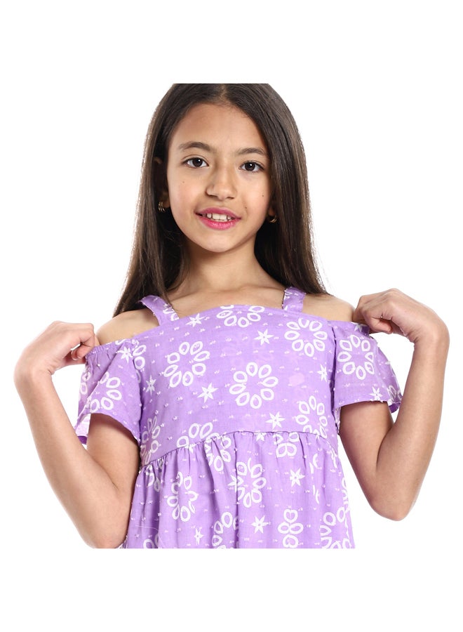 Andora Short Flutter Sleeves High-Low Girls Dress - Image 4