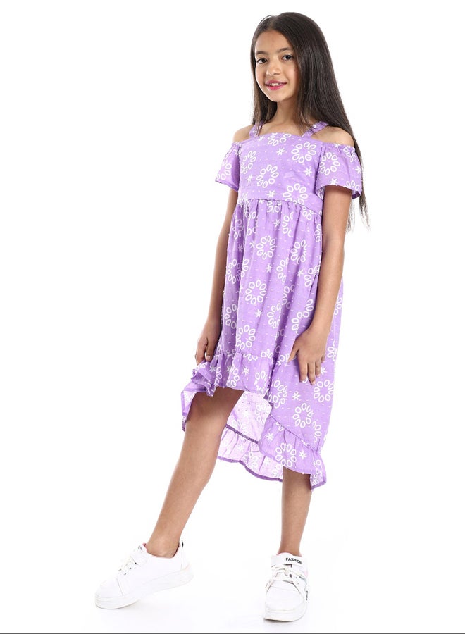 Andora Short Flutter Sleeves High-Low Girls Dress - Image 5
