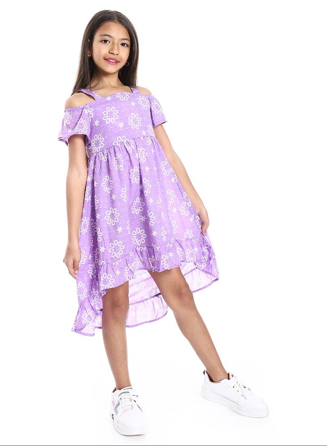 Andora Short Flutter Sleeves High-Low Girls Dress - Image 2