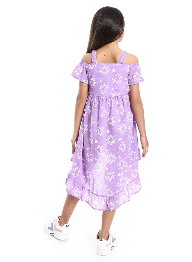 Andora Short Flutter Sleeves High-Low Girls Dress - Image 3