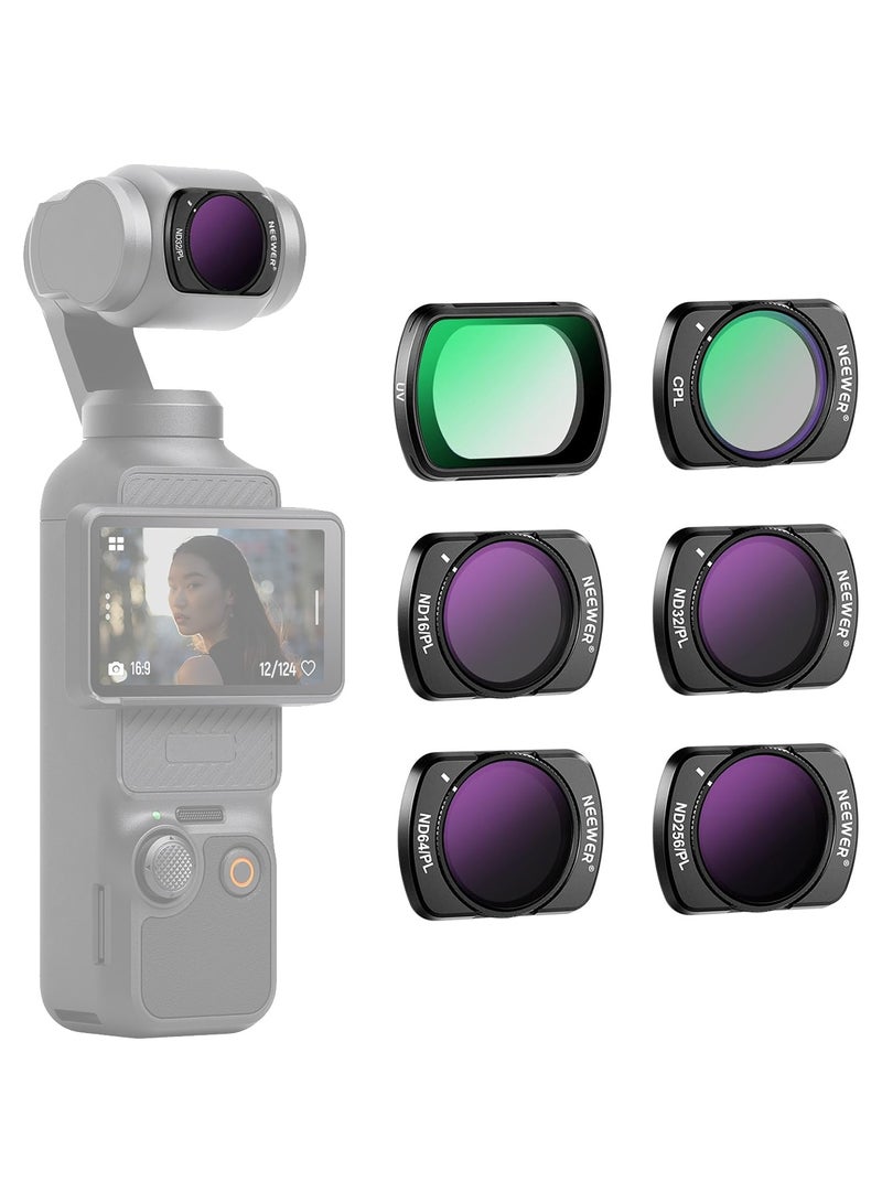 Neewer Magnetic ND/CPL Filter Set Compatible with DJI OSMO Pocket 4 Pocket 3, 6 Pack UV CPL ND16/PL ND32/PL ND64/PL ND256/PL Polarizing and Neutral Density Filters, Multi Coated HD Optical Glass/Aluminum frame UV+ CPL+ND16/PL+ ND32/PL+ND64/PL+ND256/PL Filter Kit (No camera included) - Image 1