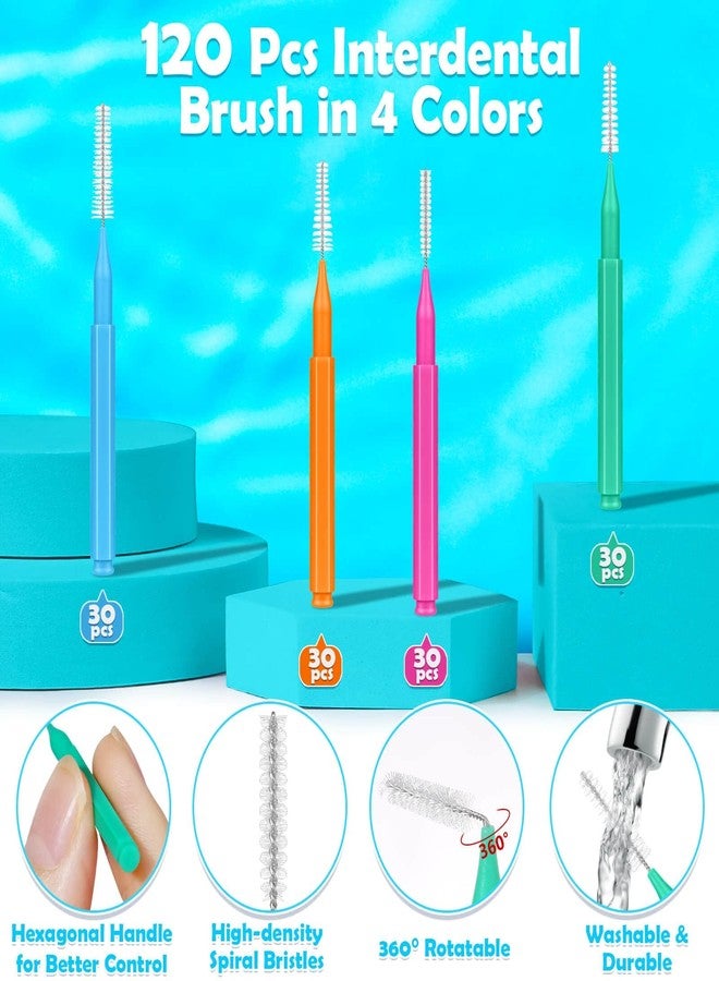 Modacraft 120Pcs Interdental Brush 4 Sizes Braces Brush Toothpicks with Soft Bristles 360° Bendable Floss Heads Dental Brushes Between Teeth Gum Braces Cleaning Kit Oral Tooth Cleaning Tool - Image 4