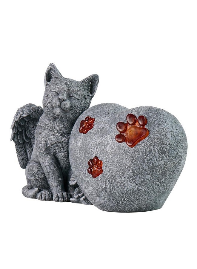 Generic Heart-Shaped Solar Cat Memorial Stone with Wings, Pet Cat Memorial Garden Stone, Waterproof Outdoor Cat Memorial Headstone for Commemorates Loss of Cat  - Image 2