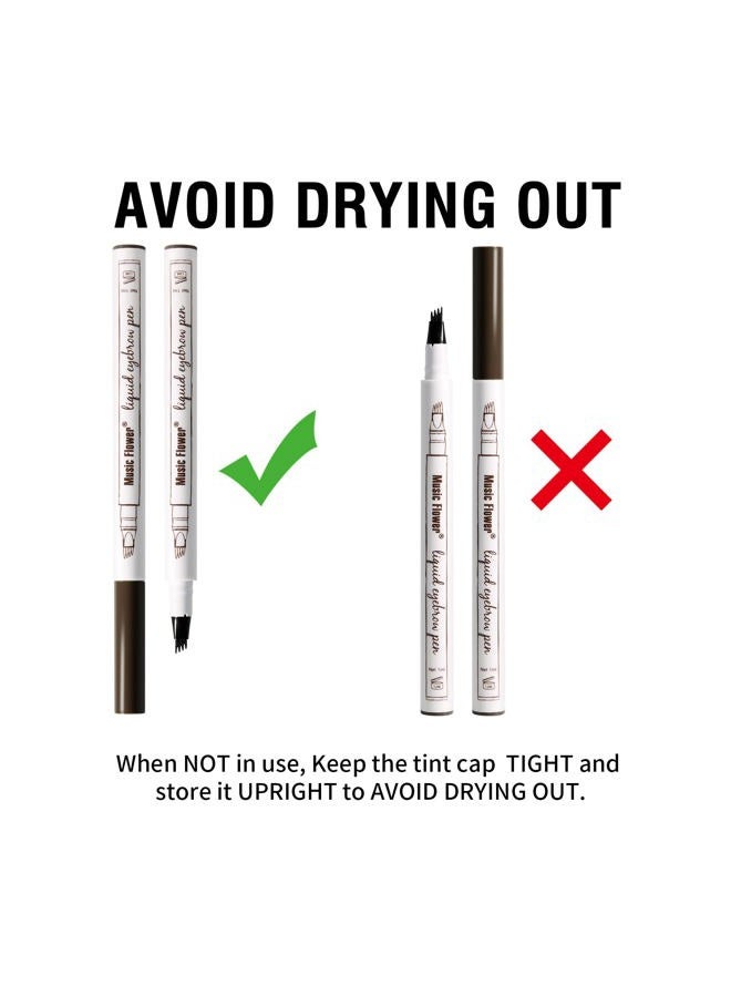 Music Flower Eyebrow Pencil, Liquid Eyebrow pen, Waterproof Brow Pen with Micro-Fork Tip, Fine Sketch Long Lasting Smudgeproof Microblading Pen - Chestnut - Image 4