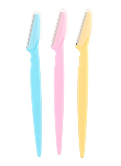 3-Piece Eyebrow Razor Kit Pink/Yellow/Blue