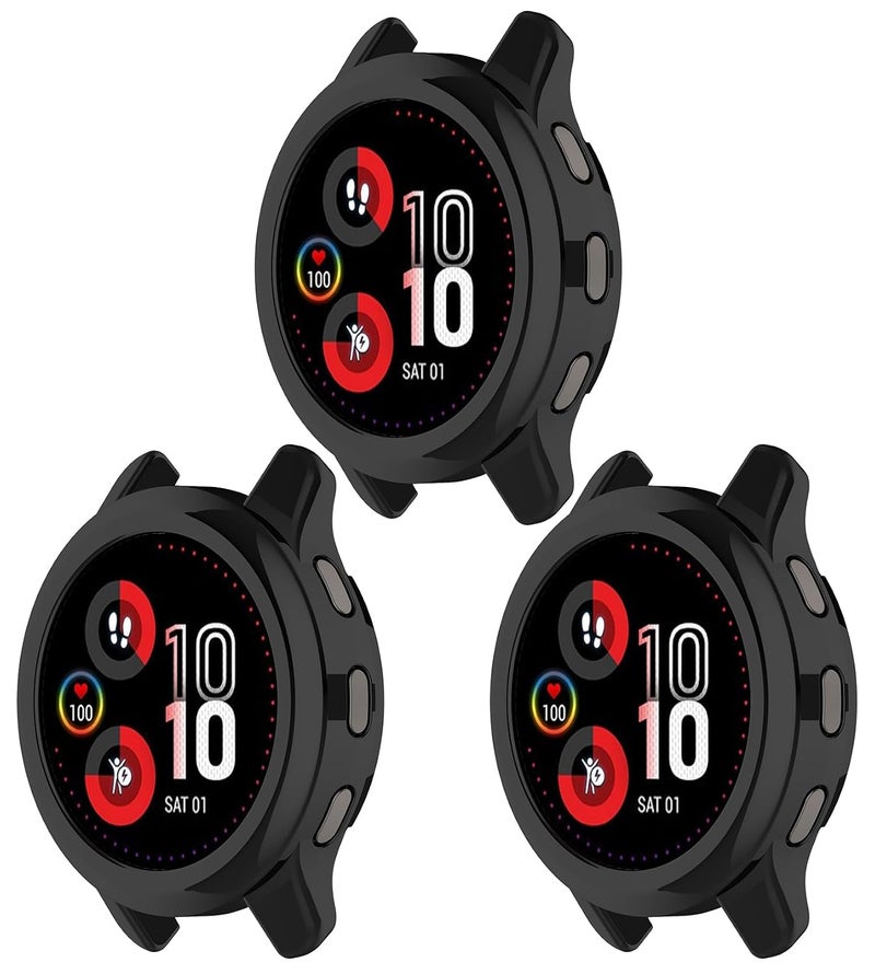 جراب ساعة متوافق مع ساعة Garmin Venu 2 Plus مقاس 43 مم، بدون واقي شاشة، متوافق مع ملحقات ساعة Garmin Venu 2 Plus، 3 قطع باللون الأسود - Image 1