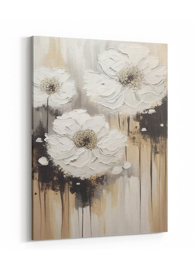 لوحة كانفاس على إطار خشبي بتصميم زهور ذهبية - Image 4