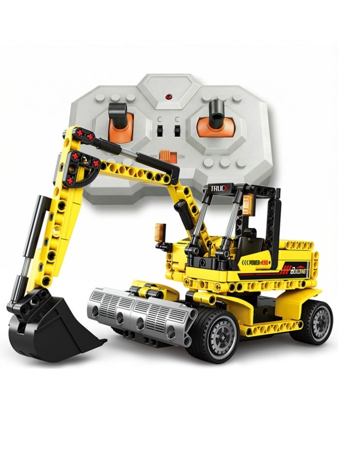 MINGDI Remote Control Excavator Building Blocks Toy - 2.4GHz Multi-Functional Engineering Construction Truck with 360° Rotation & Movable Bucket, STEM Educational Set for Boys Kids Age 6+ - Image 2