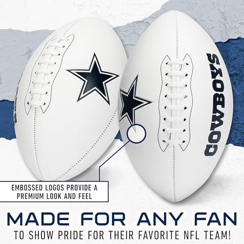 Franklin Sports NFL Dallas Cowboys Autograph Football - Official Size White Panel Souvenir Football for Autographs + Signatures - NFL Team Fan Shop Memorabilia Football for Display - Image 3