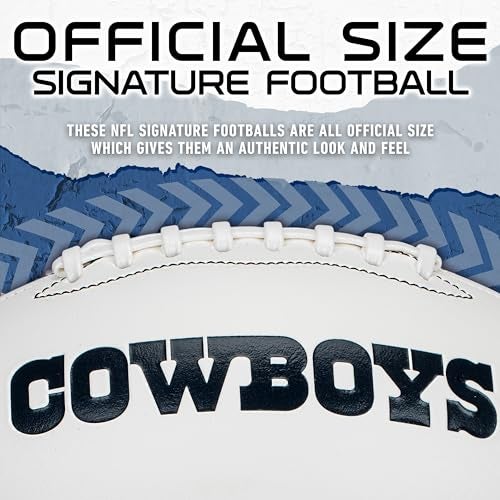 Franklin Sports NFL Dallas Cowboys Autograph Football - Official Size White Panel Souvenir Football for Autographs + Signatures - NFL Team Fan Shop Memorabilia Football for Display - Image 4