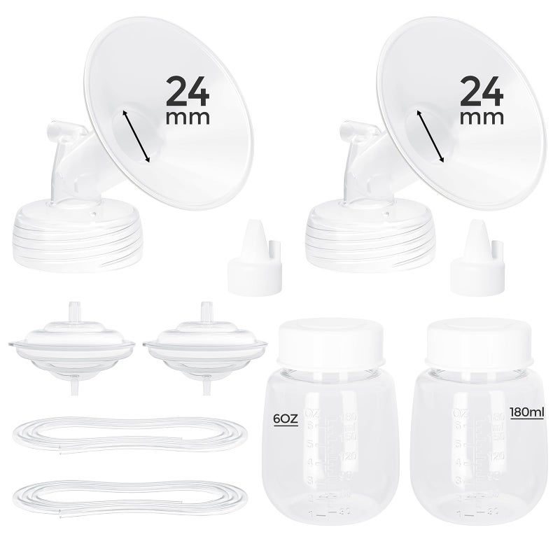 Paruu Pump Parts Compatible with Spectra S1/S2/9 Plus, Not Original Accessories, Full Set Replacements Include 24mm Flanges, Valves, Backflow Protectors (Duckbills Included), Tubings and Bottles - Image 1