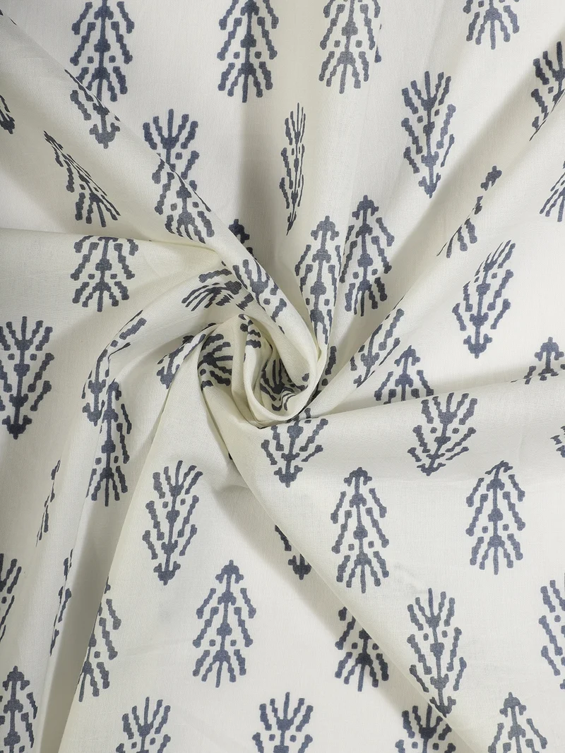 AKS Minimalist Abstract Tree Motifs On Off-White Cotton