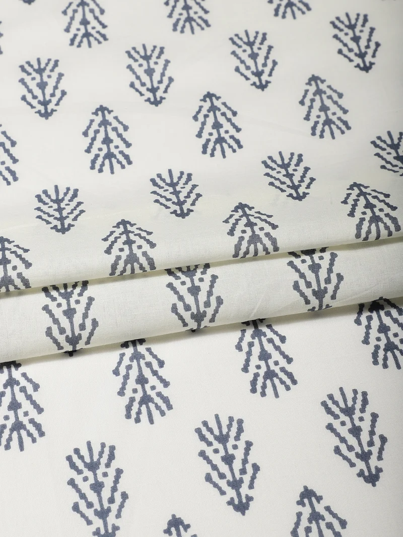 AKS Minimalist Abstract Tree Motifs On Off-White Cotton