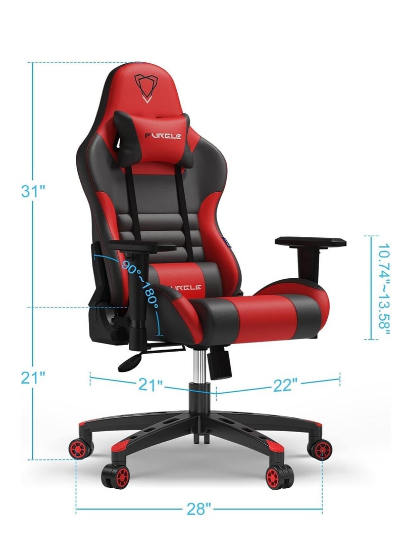 Gaming Chair Office High Back Racing Style Gaming Chair with Adjustable Armrests Ergonomic Video Game Chairs PU Leather Headrest and Lumbar Support -Universal Furniture (Red) - Image 3