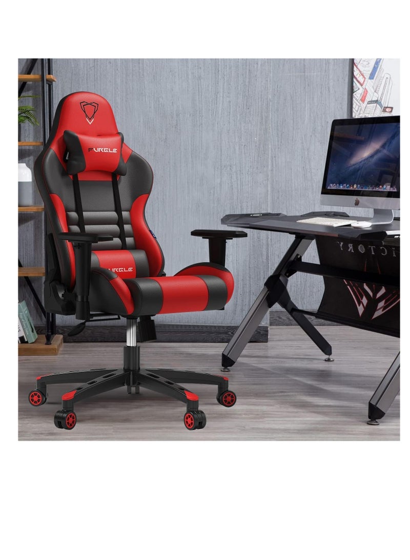 Gaming Chair Office High Back Racing Style Gaming Chair with Adjustable Armrests Ergonomic Video Game Chairs PU Leather Headrest and Lumbar Support -Universal Furniture (Red) - Image 4