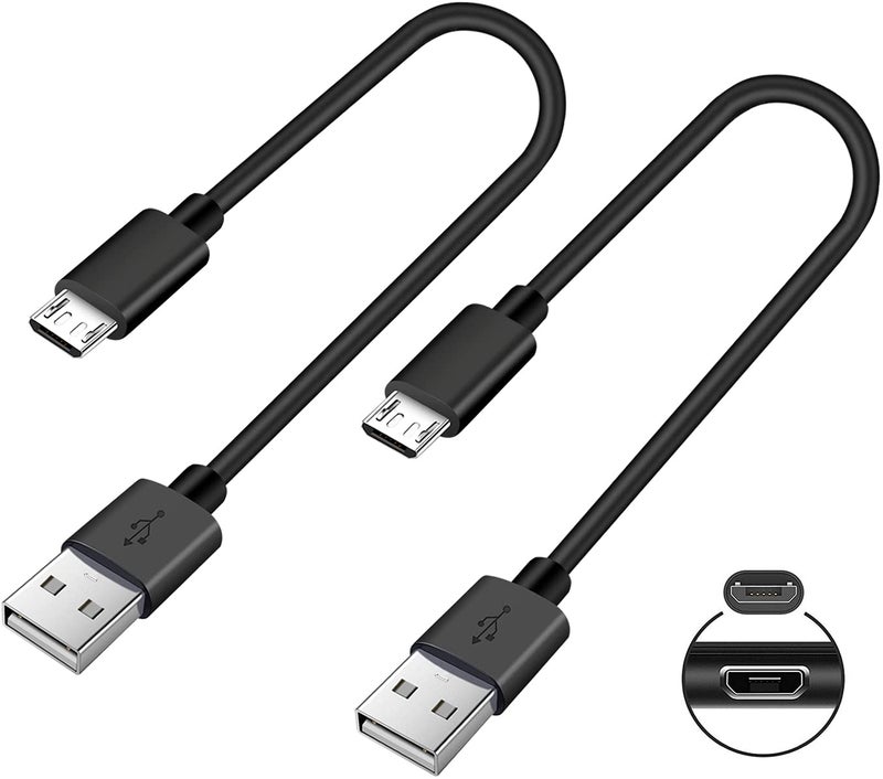 SCOVEE Short Micro USB Cable,2-Pack USB A Male to Micro B Android Phone Charger for Fire Stick,Roku TV Streaming Stick,Power Bank,Chromecast,PS4 Replacement,Fast Charging Cord Compatible with Kindle Tablet - Image 1