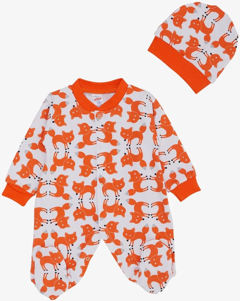Breeze Baby Boy Jumpsuit Cute Fox Patterned 0-6 Months, White