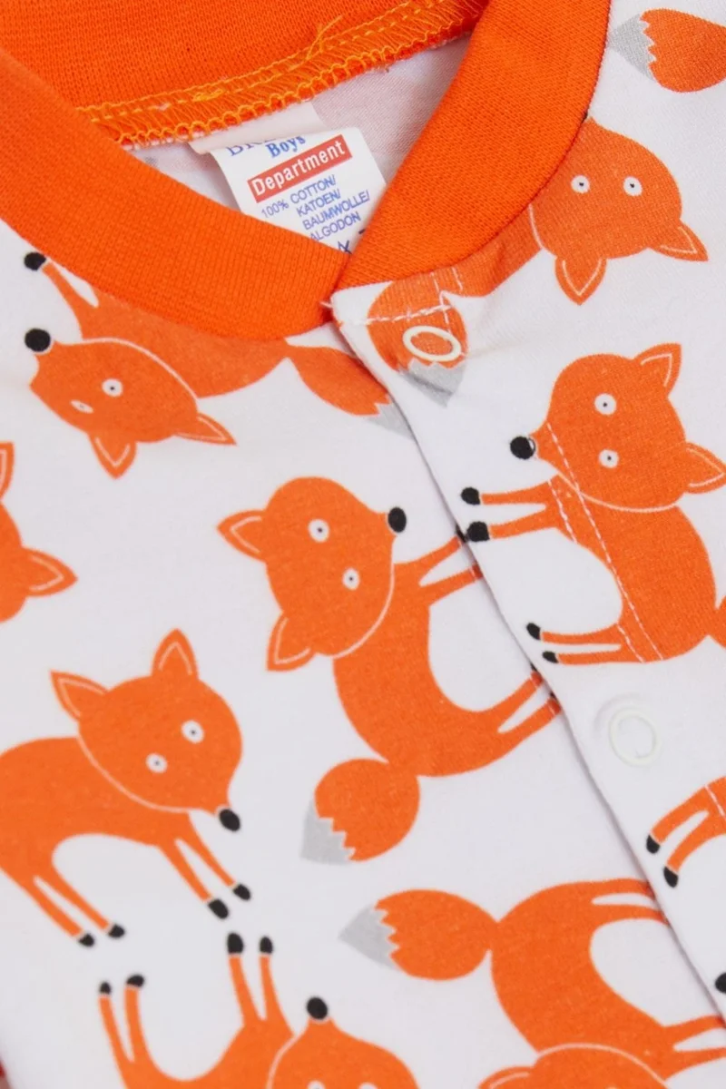 Breeze Baby Boy Jumpsuit Cute Fox Patterned 0-6 Months, White