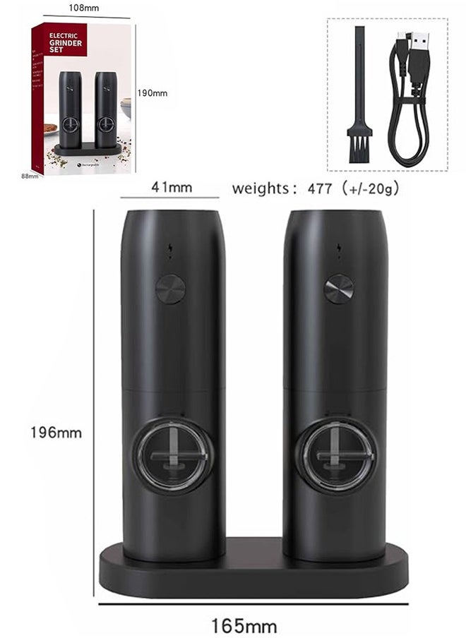 Generic Electric Grinder Pepper Grinder Electric Salt and Pepper Grinder Set (2 Pack), Rechargeable Stainless Grinders LED Light, 5 Coarseness Adjustable, Refillable, and Portable for Kitchen with Charging Base, 70ml Large Capacity.  - Image 2