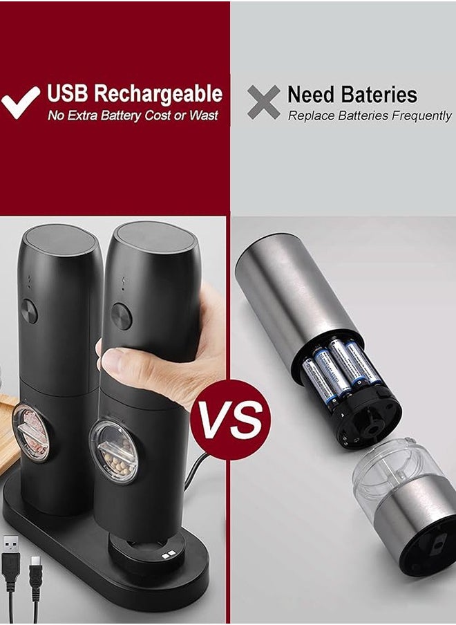 Generic Electric Grinder Pepper Grinder Electric Salt and Pepper Grinder Set (2 Pack), Rechargeable Stainless Grinders LED Light, 5 Coarseness Adjustable, Refillable, and Portable for Kitchen with Charging Base, 70ml Large Capacity.  - Image 4