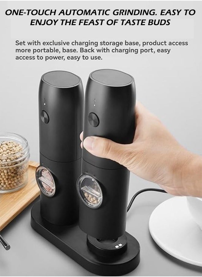 Generic Electric Grinder Pepper Grinder Electric Salt and Pepper Grinder Set (2 Pack), Rechargeable Stainless Grinders LED Light, 5 Coarseness Adjustable, Refillable, and Portable for Kitchen with Charging Base, 70ml Large Capacity.  - Image 5