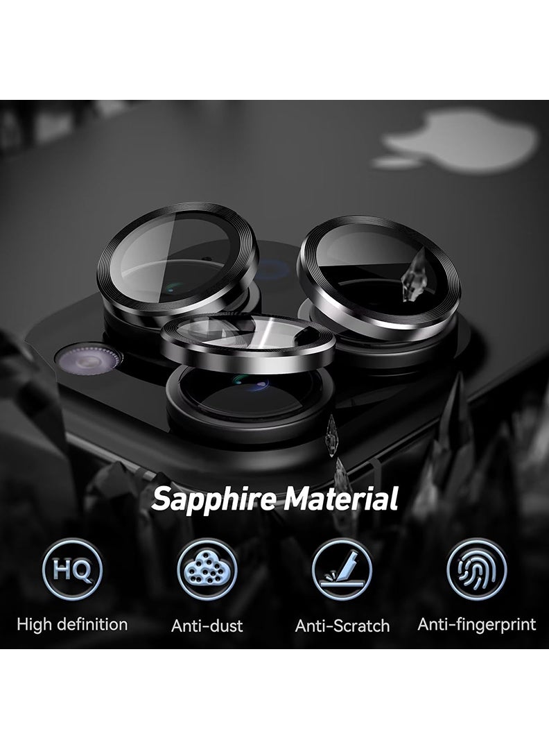 Theodor iPhone 14 Pro/ 14 Pro Max 3 Pcs Camera Lens Protector With 9H Tempered HD Glass Camera Cover Anti Scratch Aluminum Alloy Camera Ring, Black  - Image 4